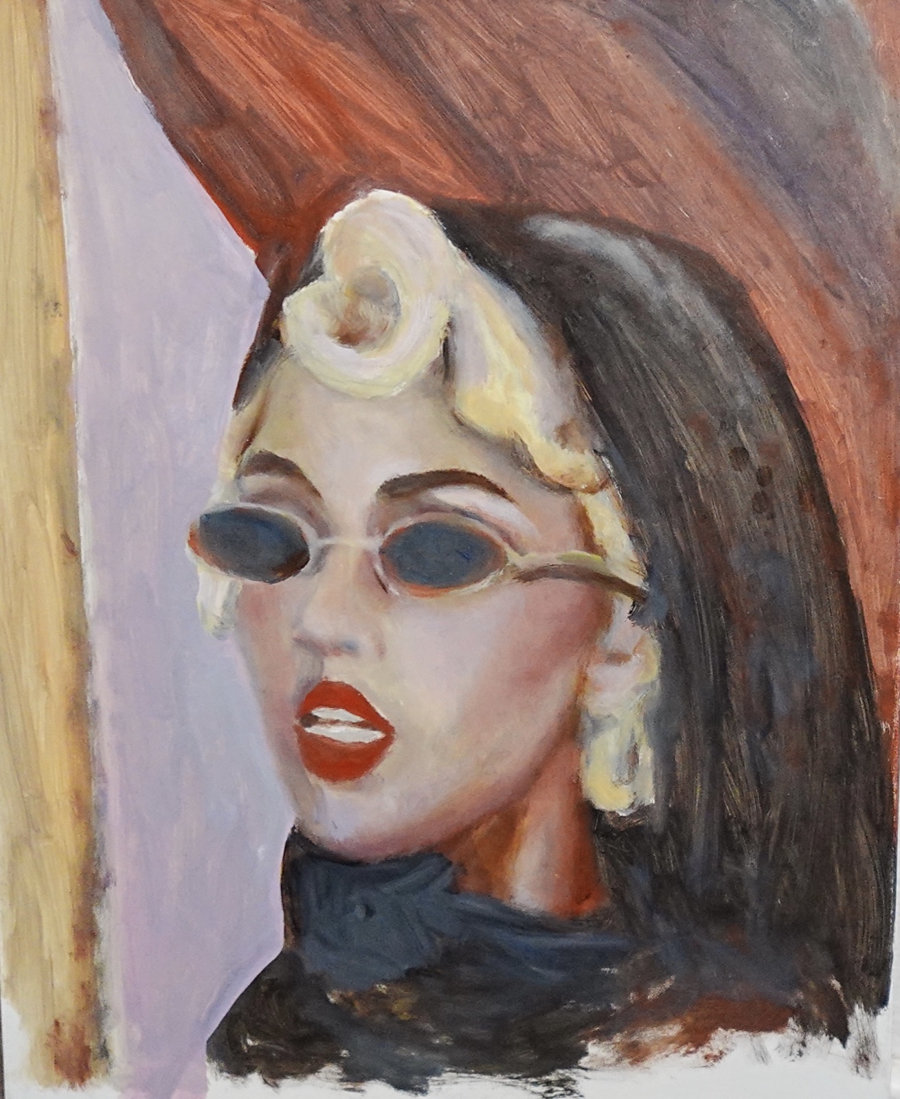 En Vogue, small original oil painting on paper by Mia Cugasi, 10 by 8 inches